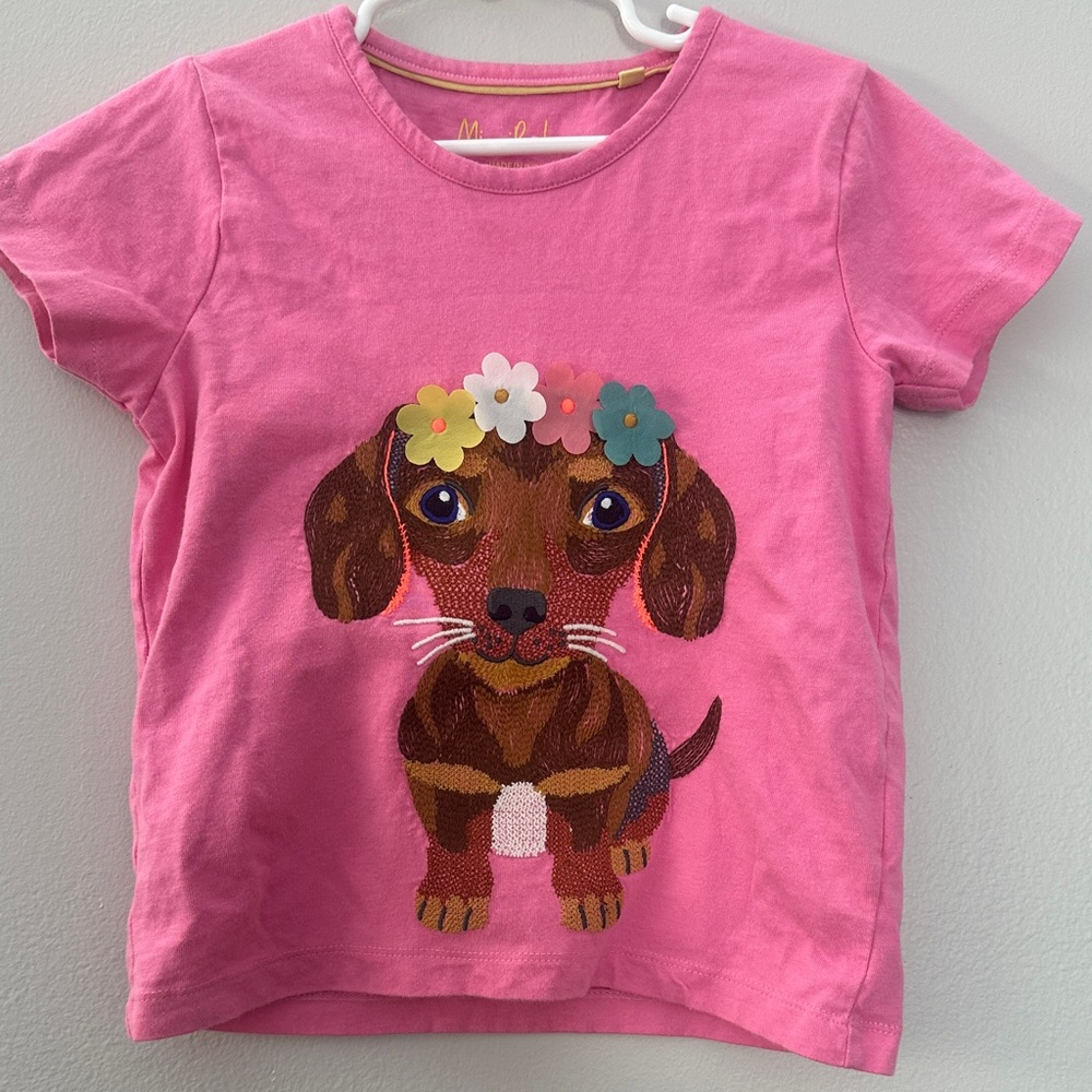 Boden Dachshund Dog t shirt girls size 5-6